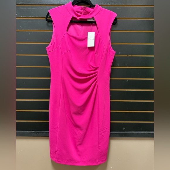 Tahari ASL Mock Neck Cutout Pleated Dress NWT 10 - Picture 4 of 5